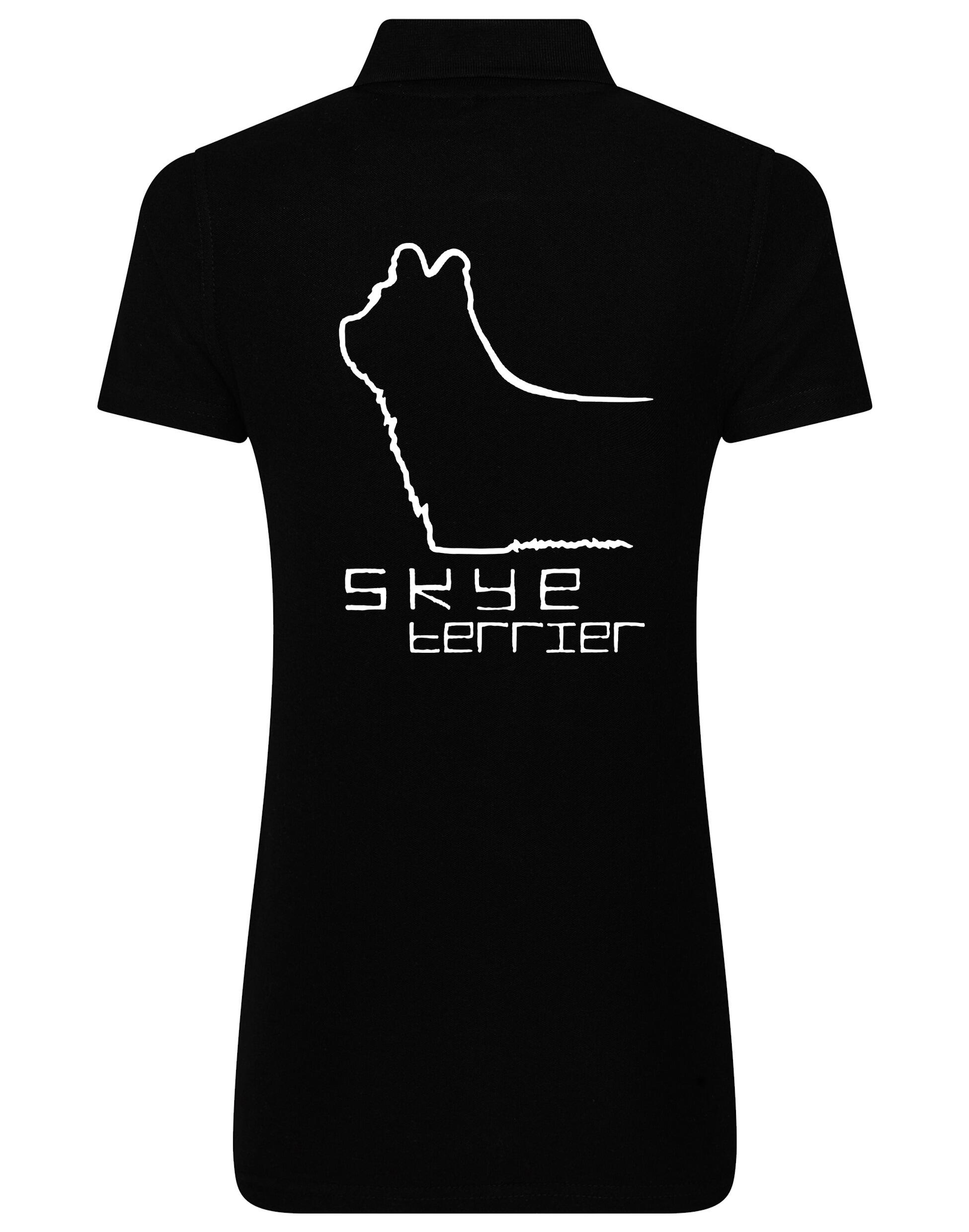 Women’s cotton polo featuring exclusive Skye Terrier artwork on the back. Soft and breathable with a flattering feminine fit, perfect for casual outings, dog shows, or breed club events.