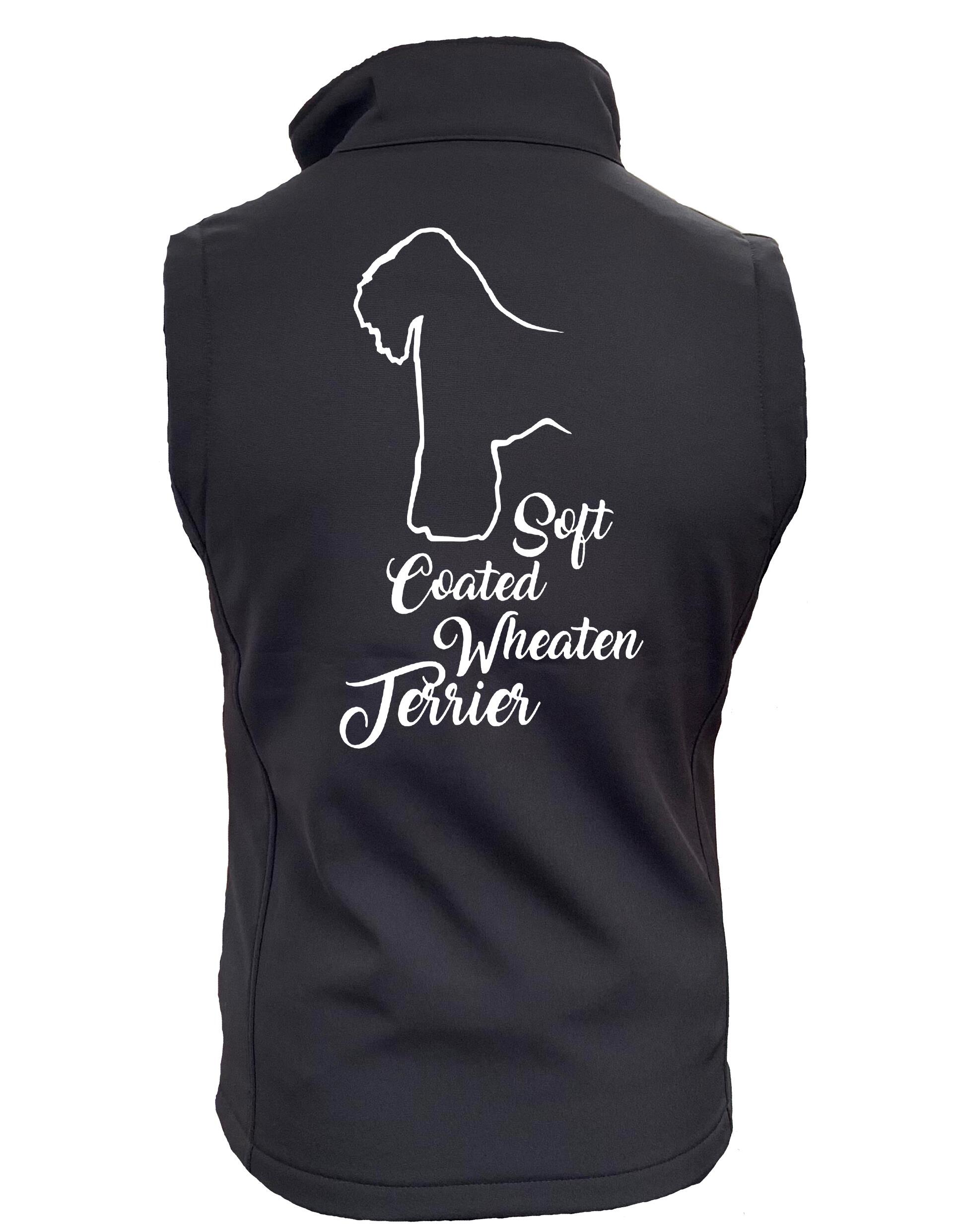 Unisex softshell gilet with Soft Coated Wheaten Terrier artwork, fleece-lined and water-resistant, perfect for outdoor wear