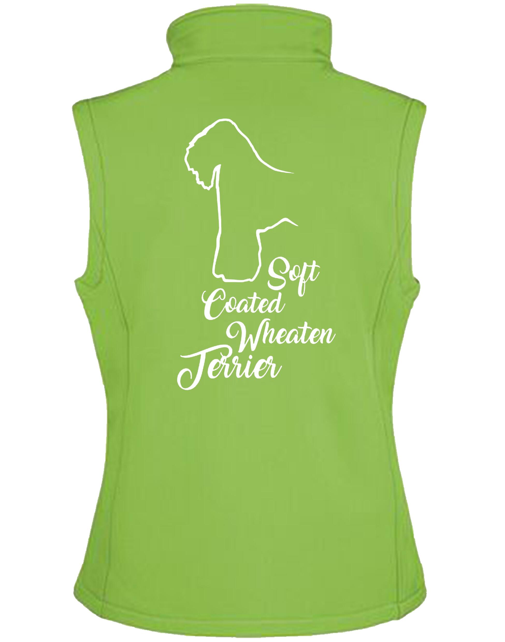 Unisex softshell gilet with Soft Coated Wheaten Terrier artwork, fleece-lined and water-resistant, perfect for outdoor wear