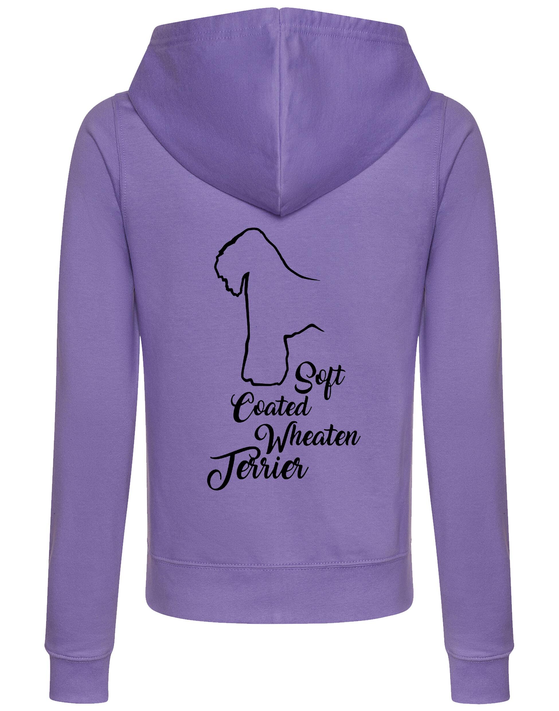 Women’s zipped hoodie with Soft Coated Wheaten Terrier design, full-zip front and hood, tailored feminine fit with pockets