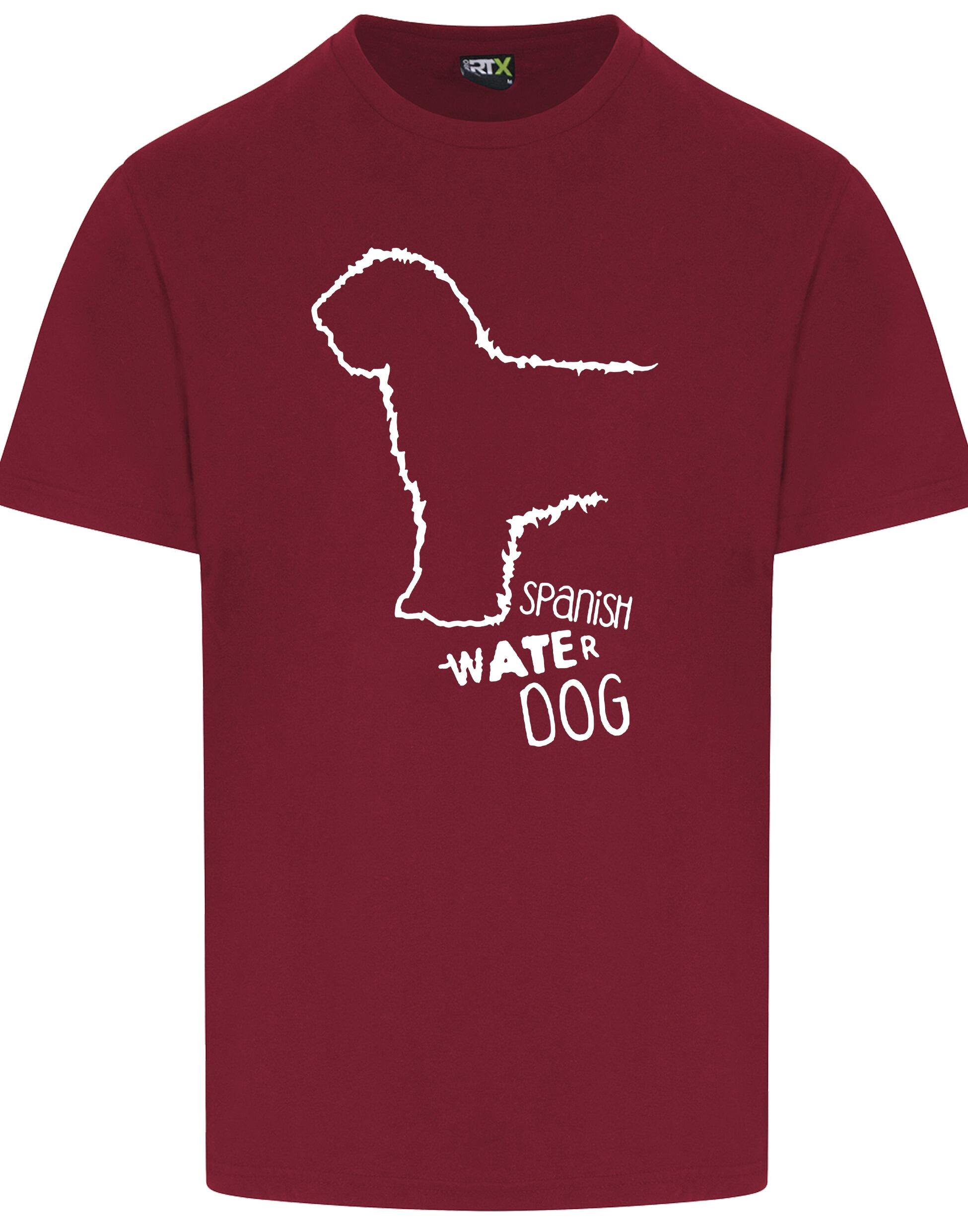 Unisex Roundneck T-shirt with Spanish Water Dog design printed on the front. Features a relaxed fit, classic neckline, and lightweight cotton for everyday comfort and style. Ideal for breed lovers and casual wear.
