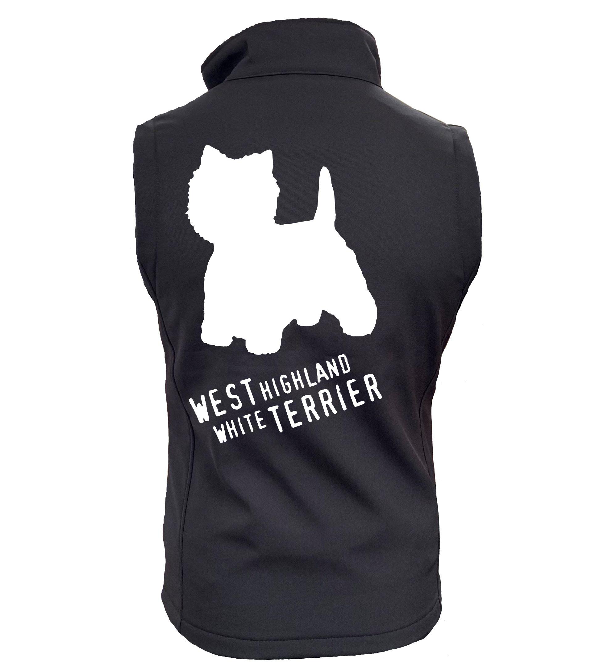 West Highland White Terrier Dog Breed Design Softshell Gilet Full Zipped Women's & Men's Styles