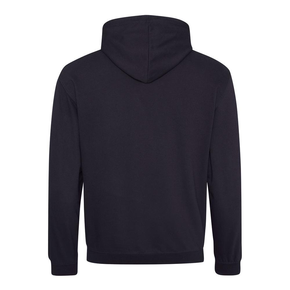 Contrast Plain Pullover Hoodie Jet Black/Hot Pink