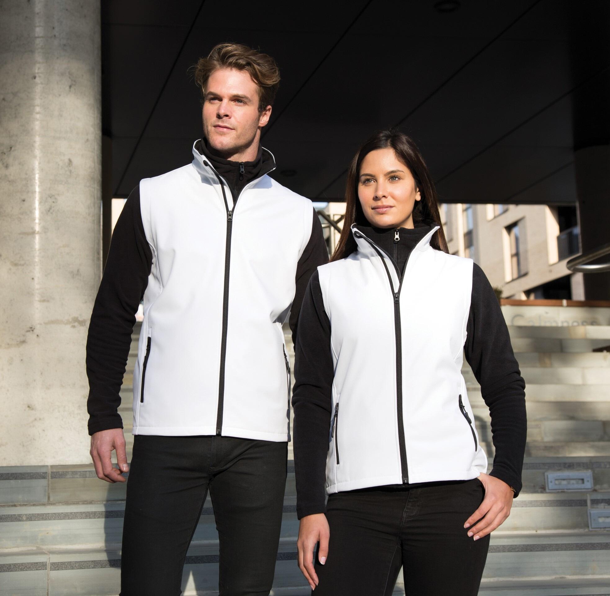 Unisex Softshell Gilet White-Black