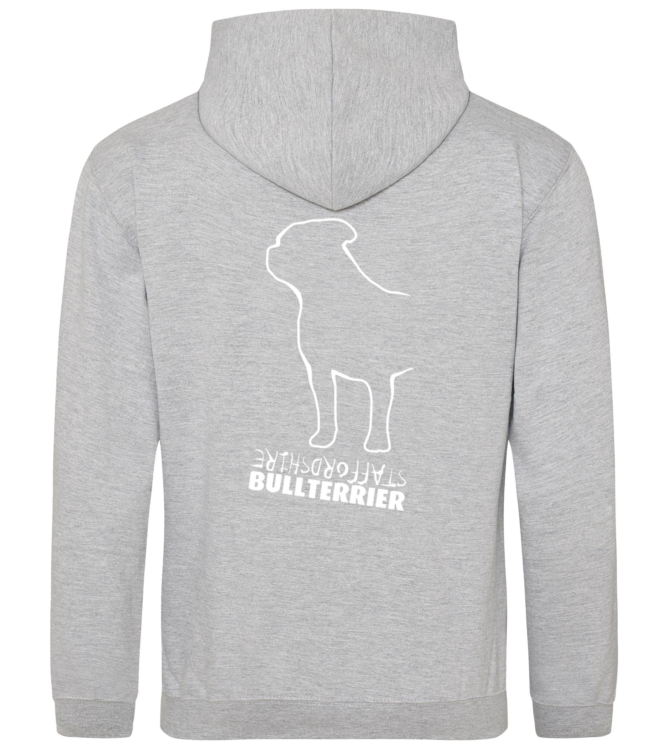 Unisex Staffordshire Bullterrier Pullover Hoodie Heather Grey (White)