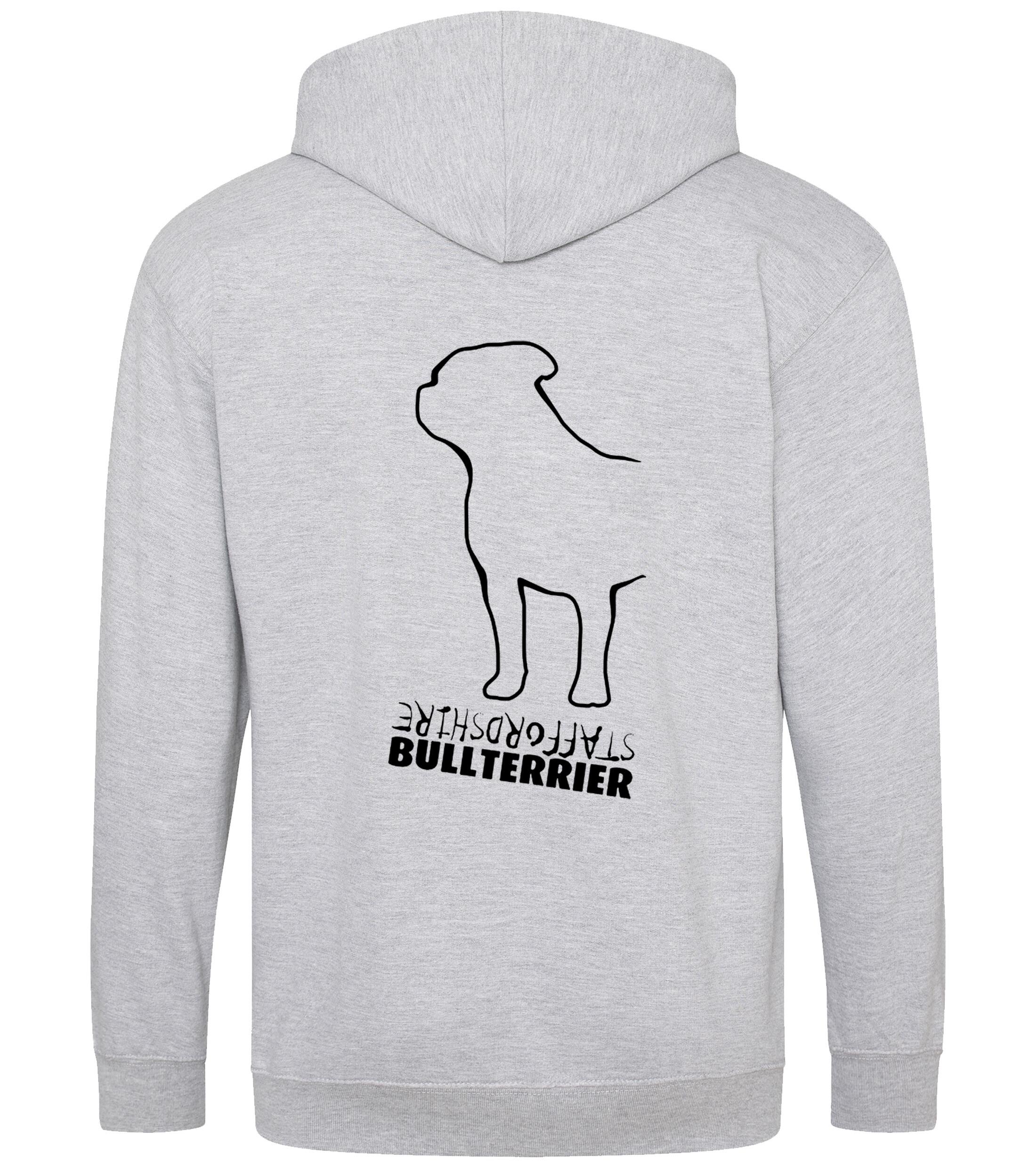 Unisex Staffordshire Bullterrier Zipped Hoodie Heather Grey (Black)