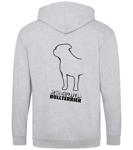 Unisex Staffordshire Bullterrier Zipped Hoodie Heather Grey (Black)