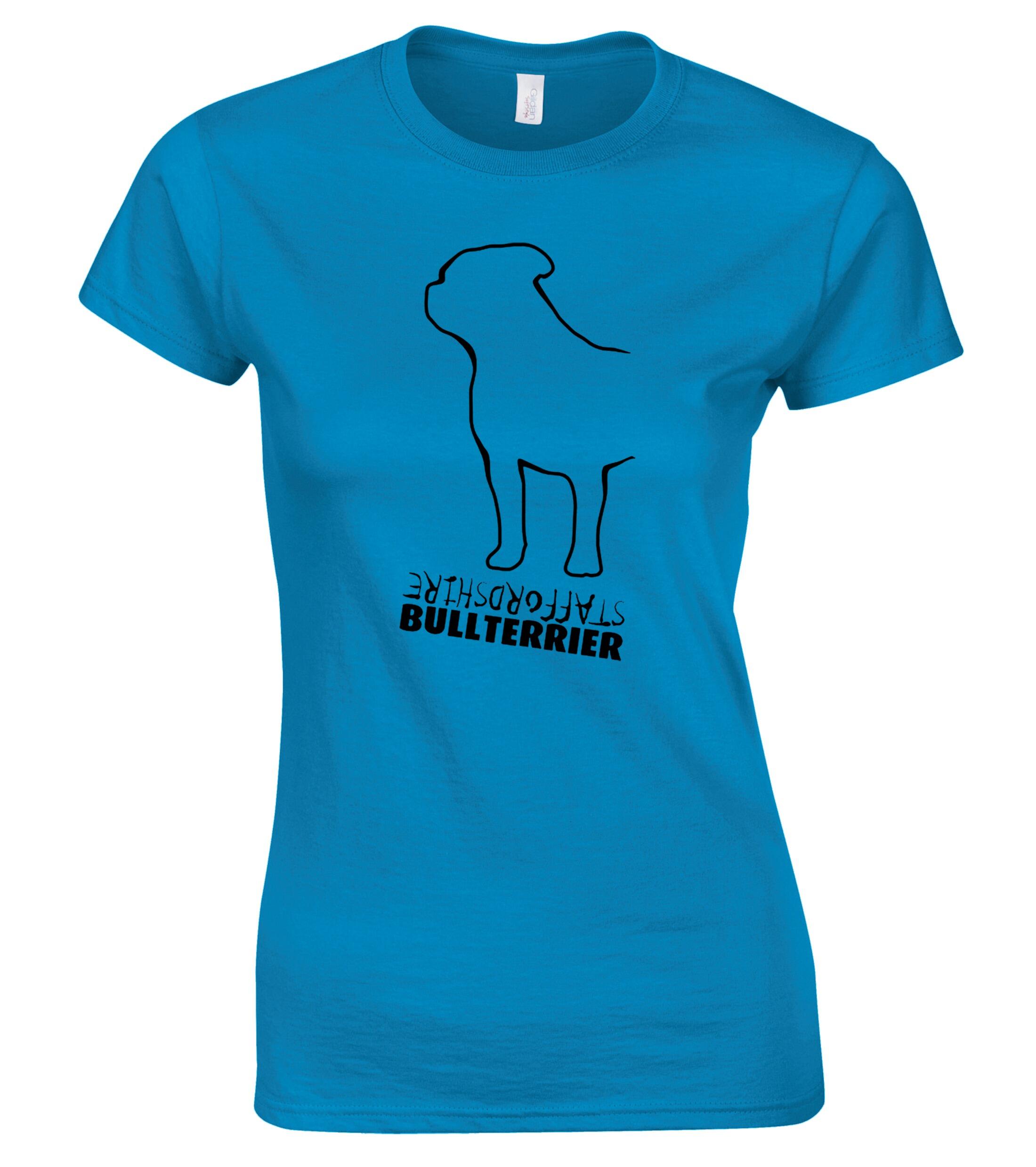 Female Staffordshire Bullterrier T-Shirt Sapphire Blue (Black)