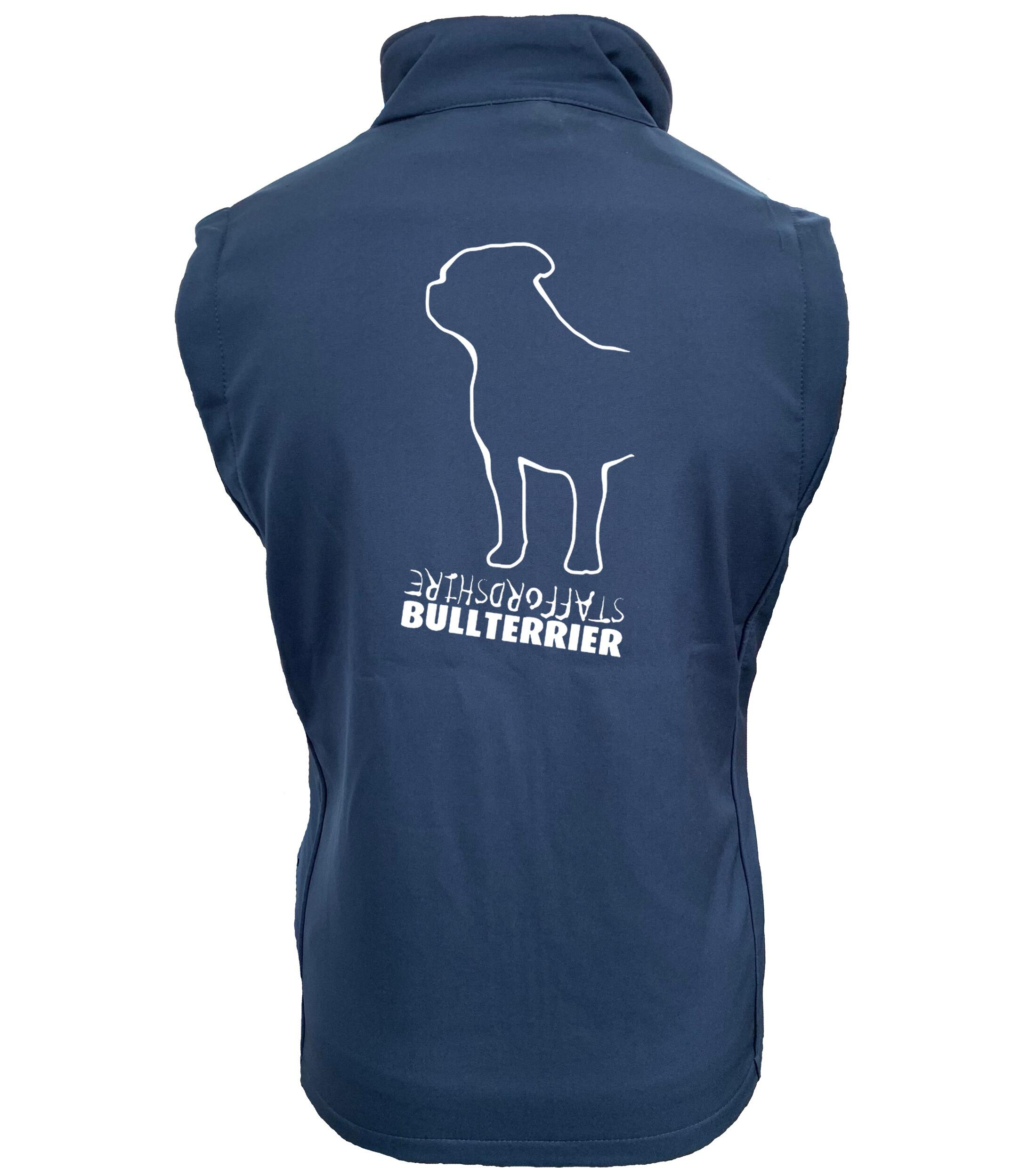 Female Staffordshire Bullterrier Softshell Gilet Navy-Navy (White)
