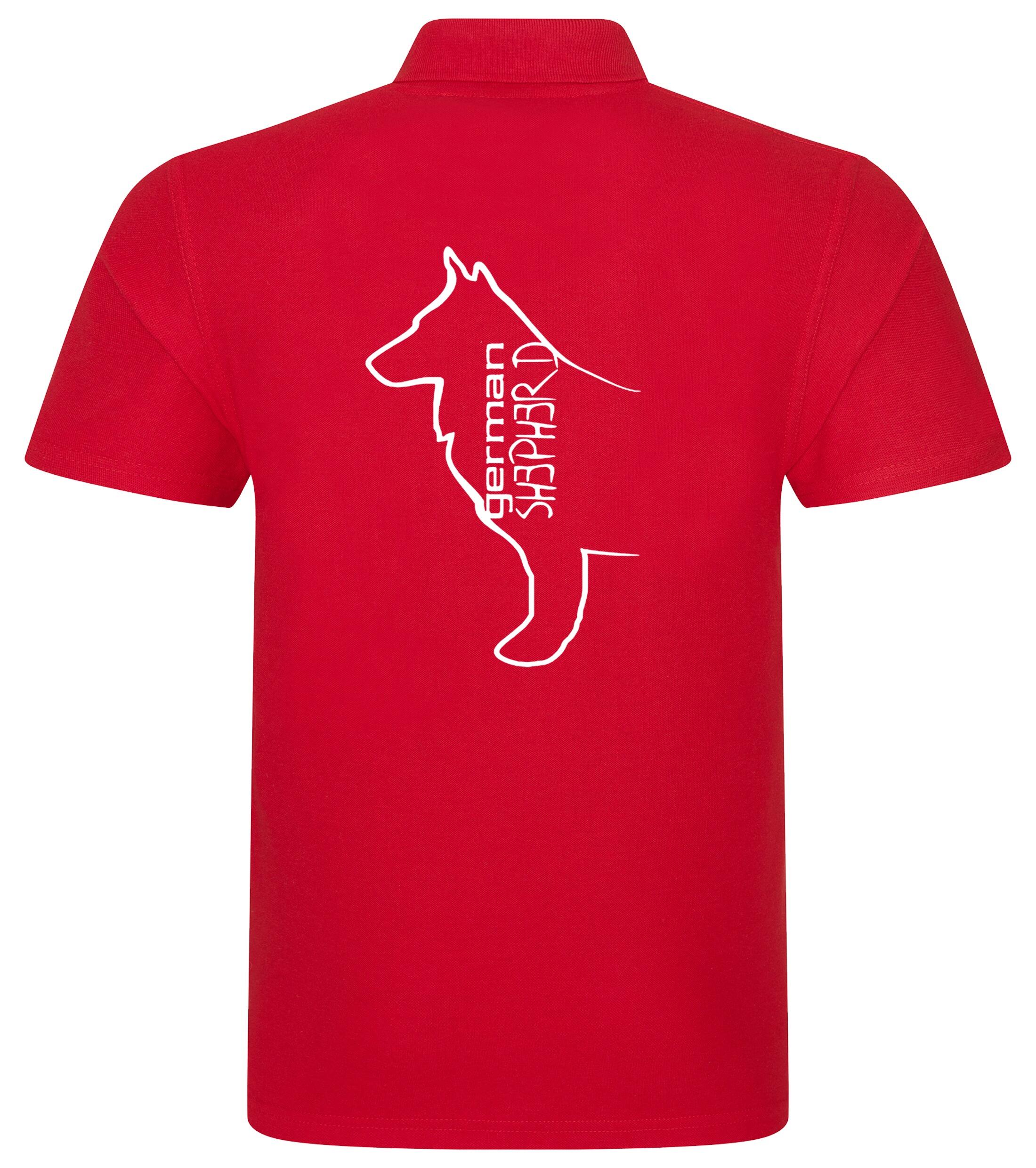 Unisex German Shepherd Polo Shirt Red (White)