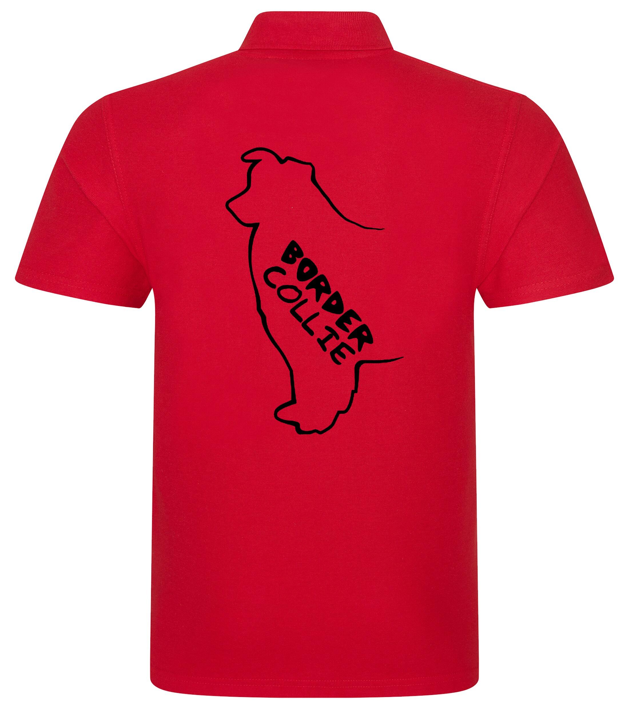 Unisex Border Collie Polo Shirt Red (Black)