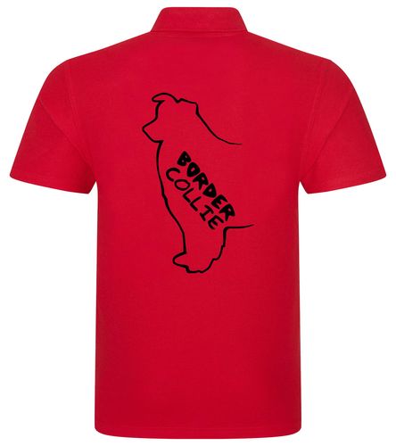 Unisex Border Collie Polo Shirt Red (Black)
