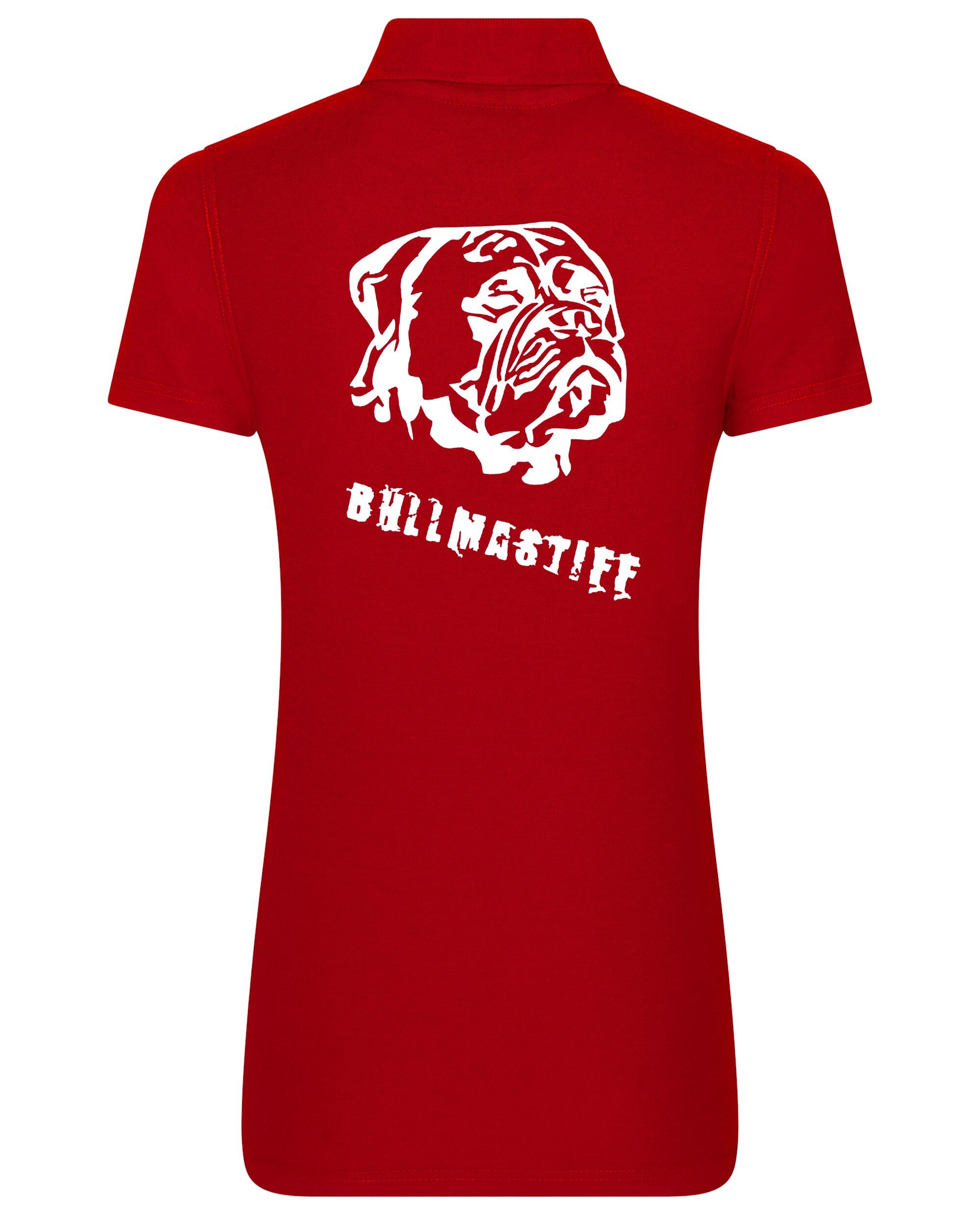 Female Bullmastiff (Head) Polo Shirt Red (White)