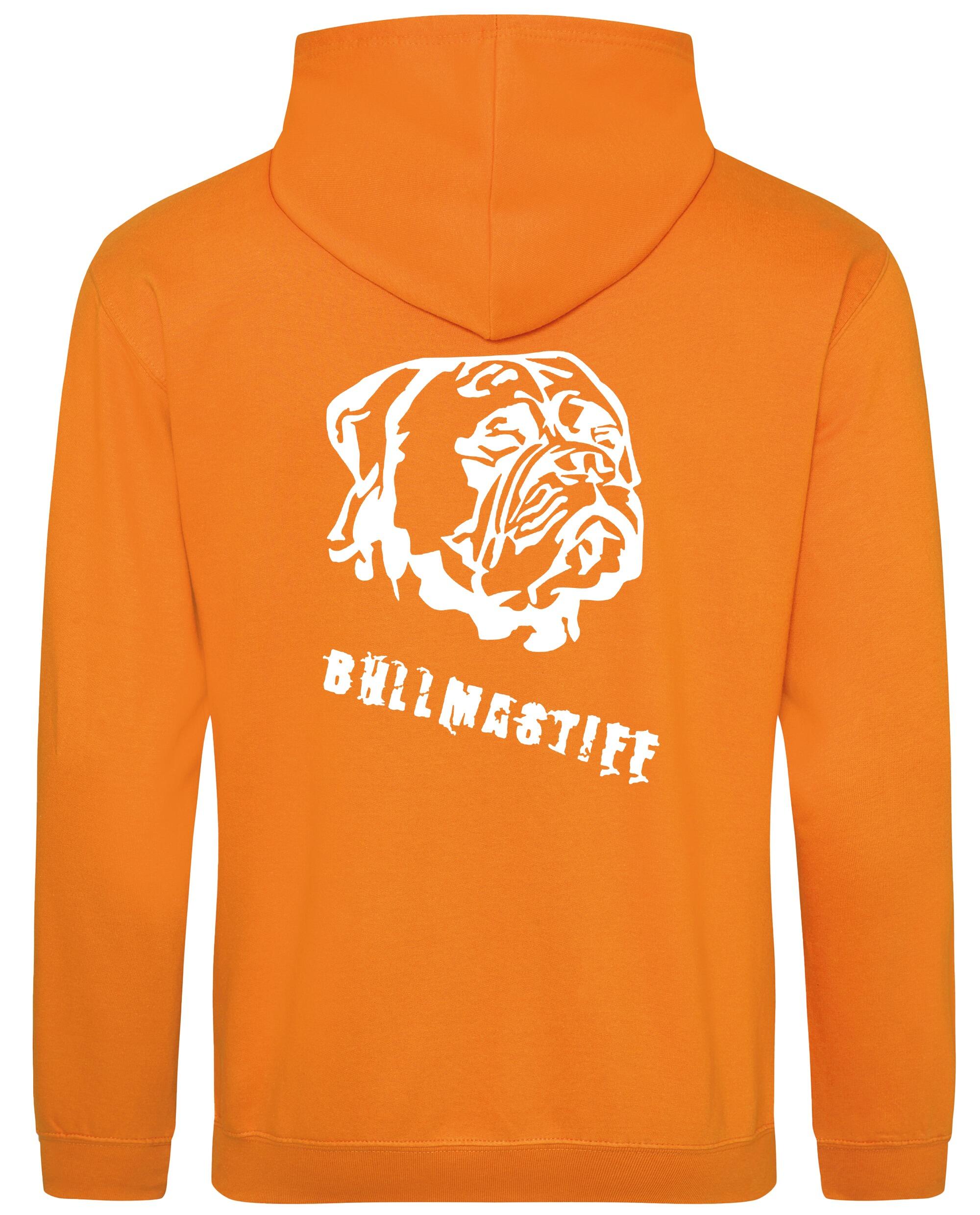Unisex Bullmastiff Pullover Hoodie Orange Crush (White)