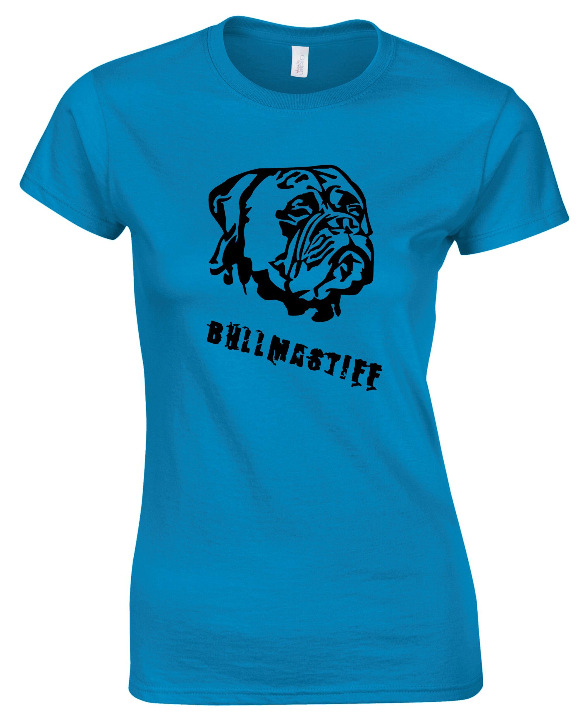 Female Bullmastiff T-Shirt Sapphire Blue (Black)