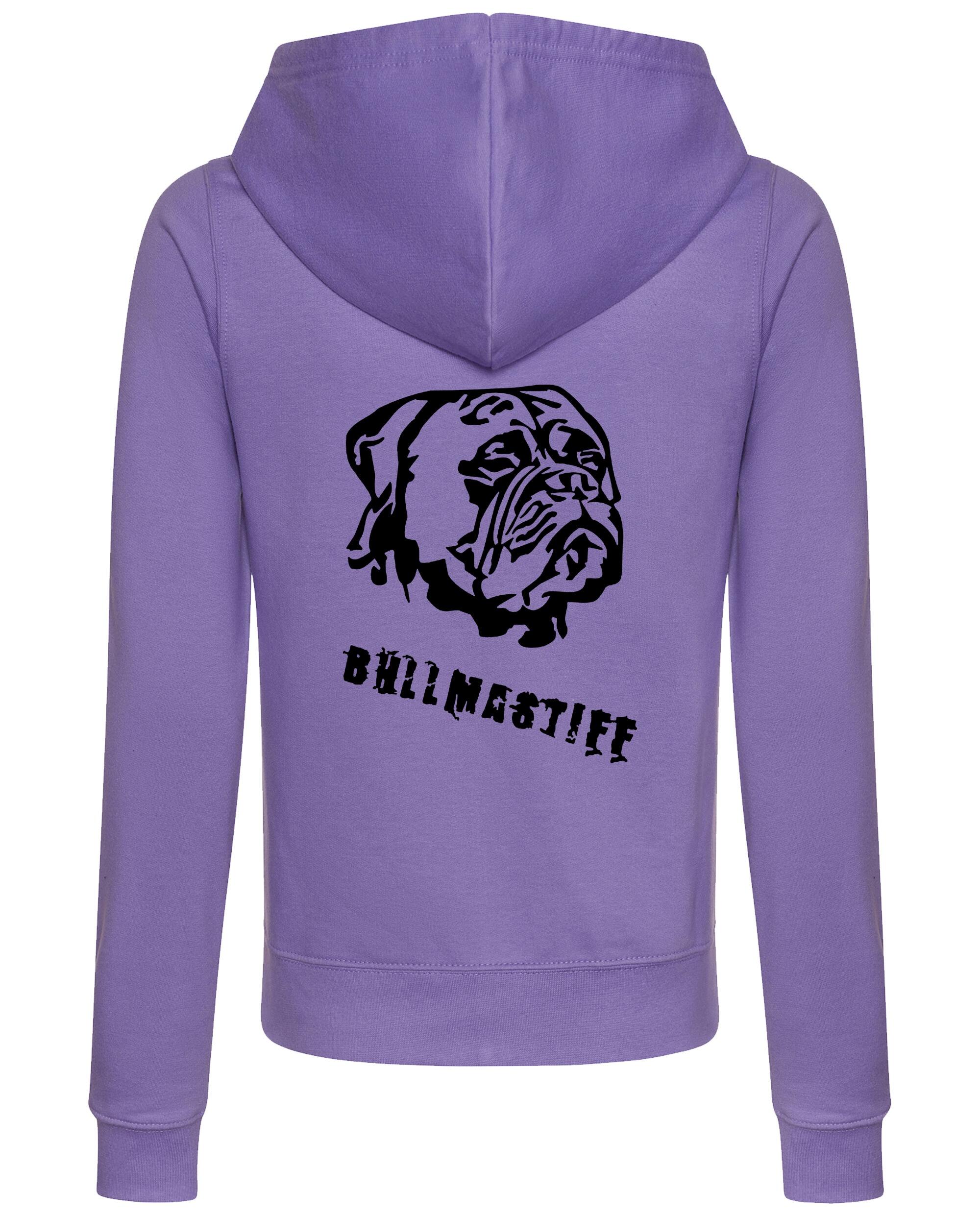 Female Bullmastiff Zipped Hoodie Lavender (Black)