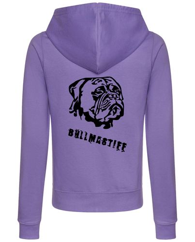 Female Bullmastiff Zipped Hoodie Lavender (Black)