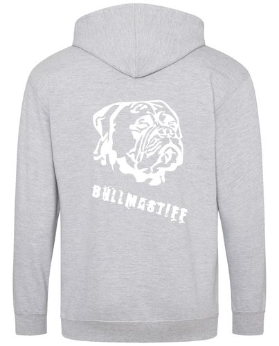 Unisex Bullmastiff (Head) Zipped Hoodie Heather Grey (White)