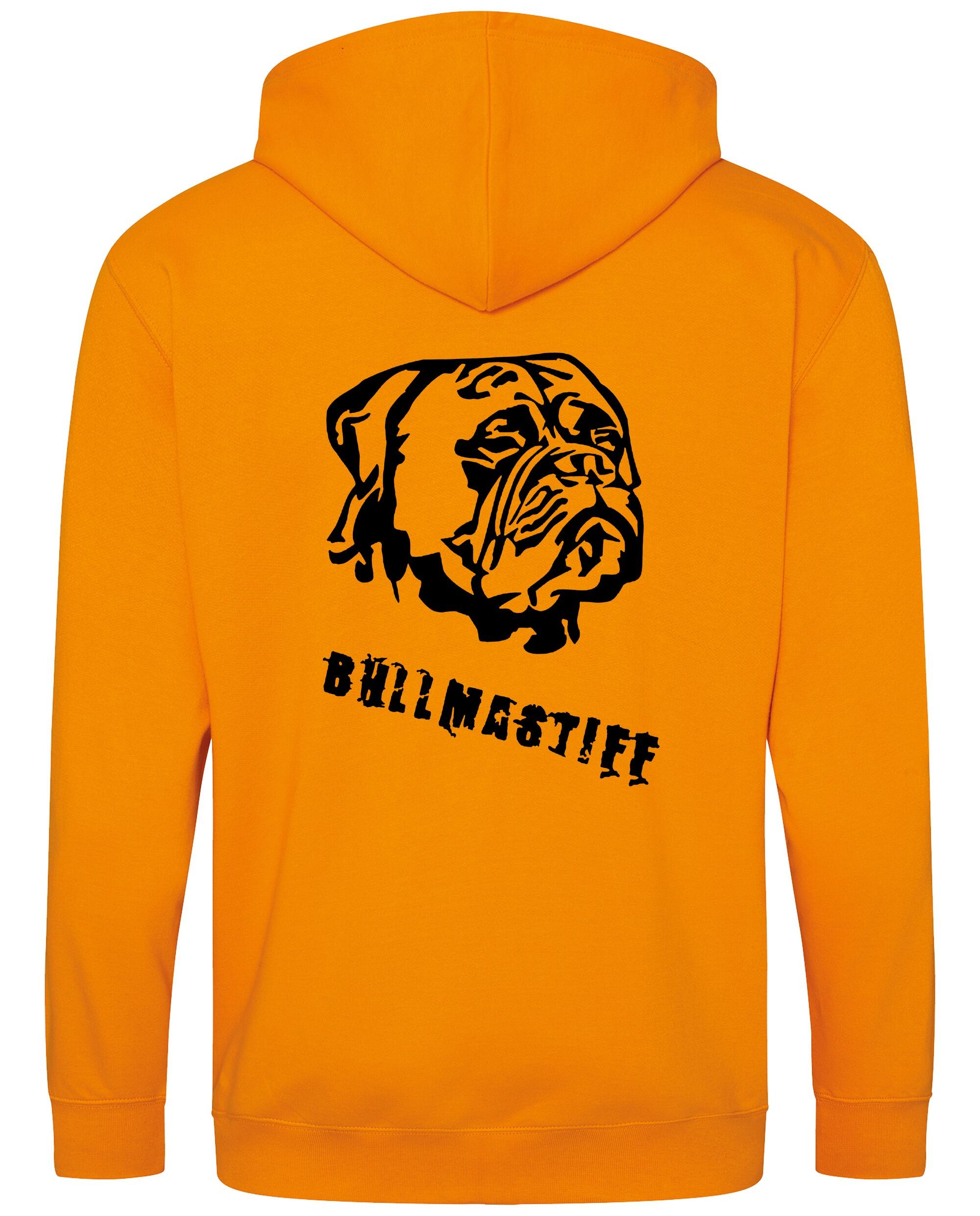Unisex Bullmastiff (Head) Zipped Hoodie Orange Crush (Black)
