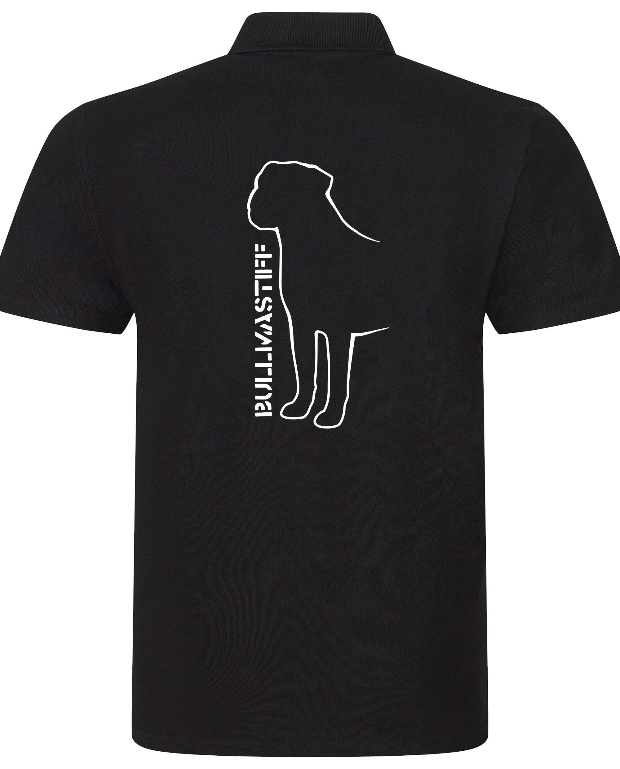 Unisex Bullmastiff (Standing) Polo Shirt Black (White)