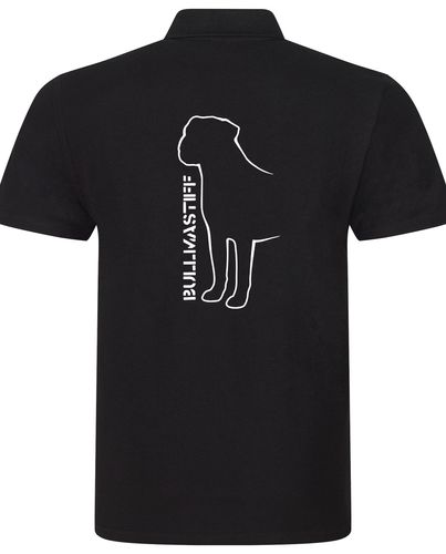Unisex Bullmastiff (Standing) Polo Shirt Black (White)