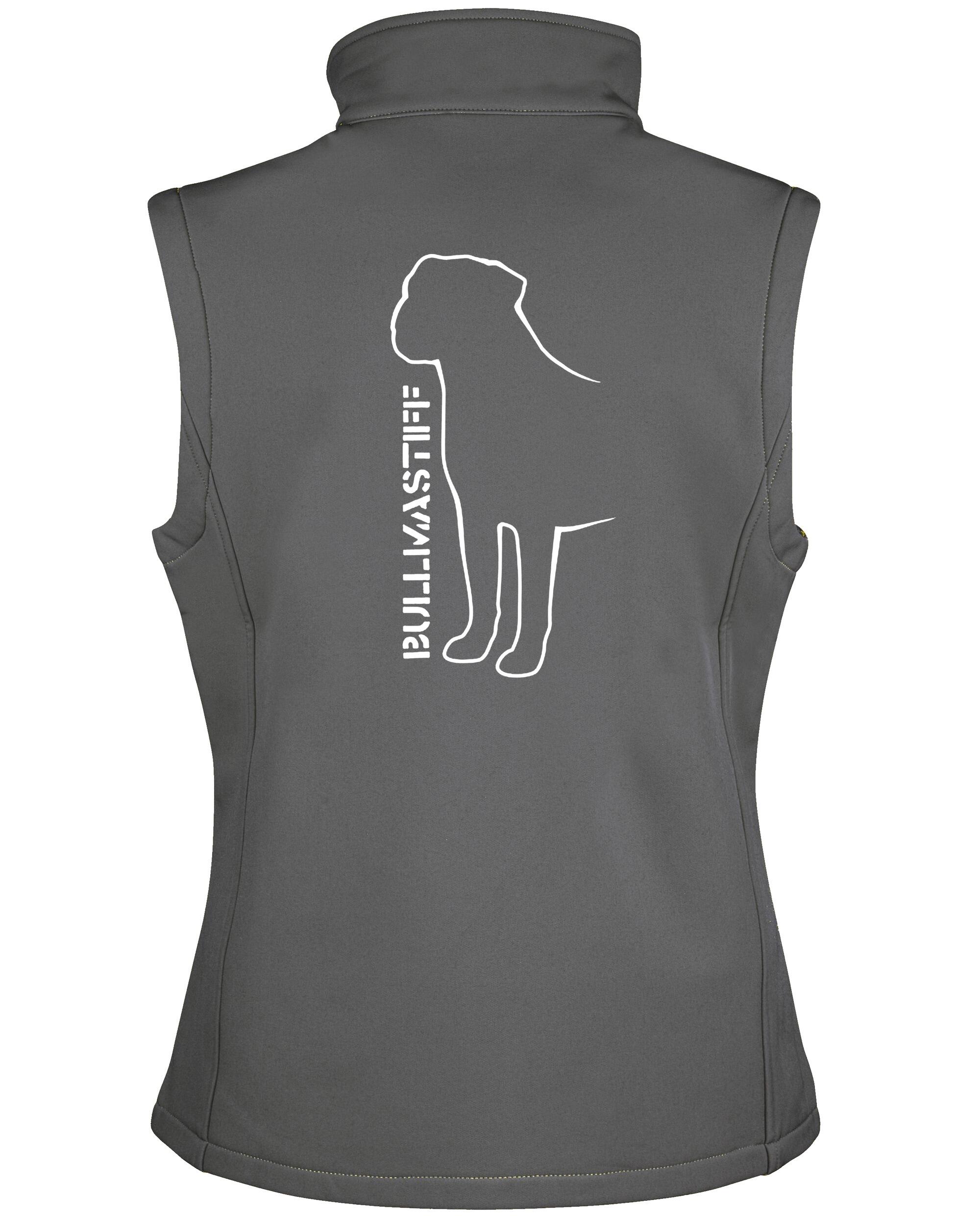 Female Bullmastiff (Standing) Softshell Jacket Charcoal (White)
