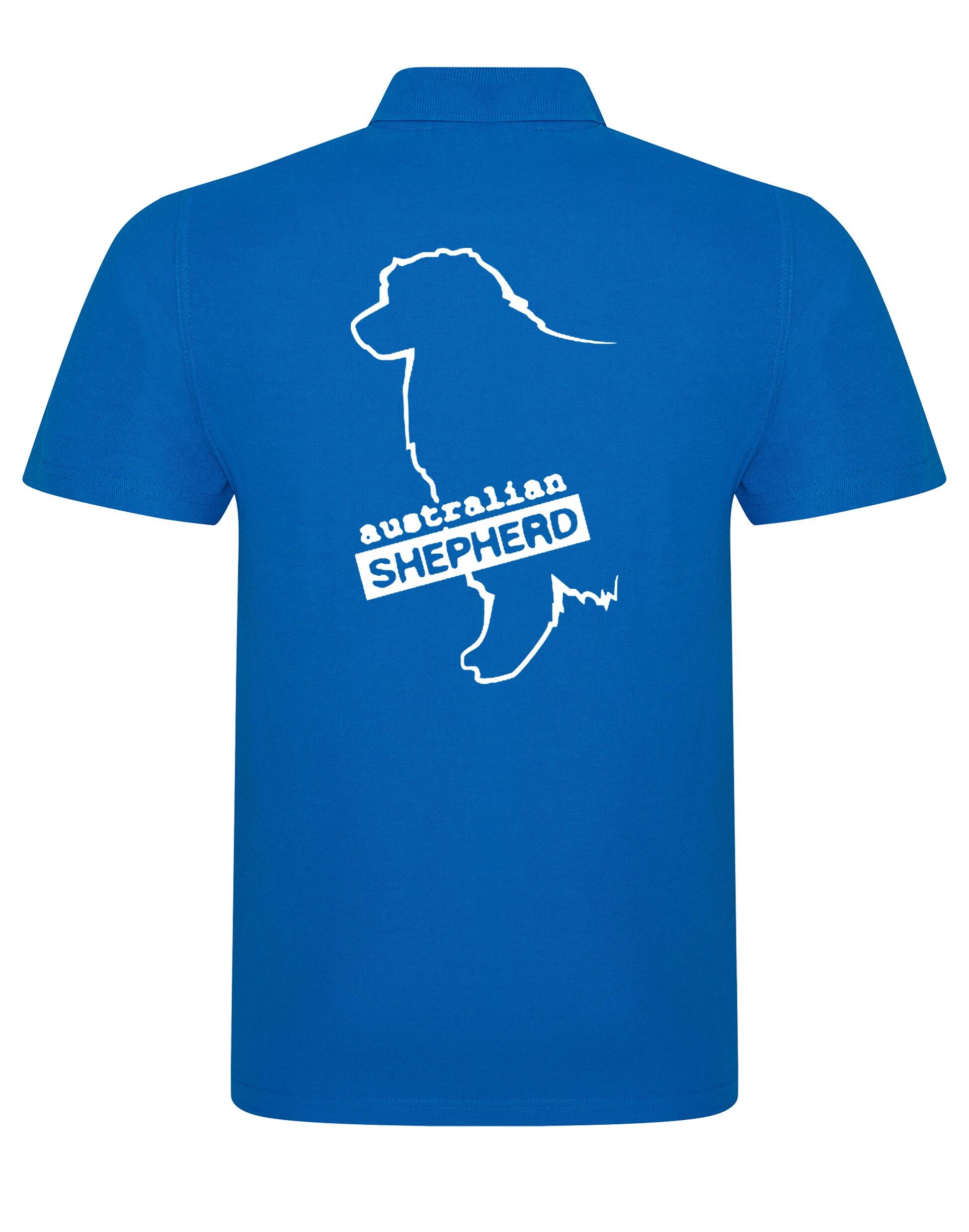 Unisex Australian Shepherd Polo Shirt Sapphire Blue (White)