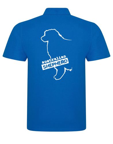 Unisex Australian Shepherd Polo Shirt Sapphire Blue (White)