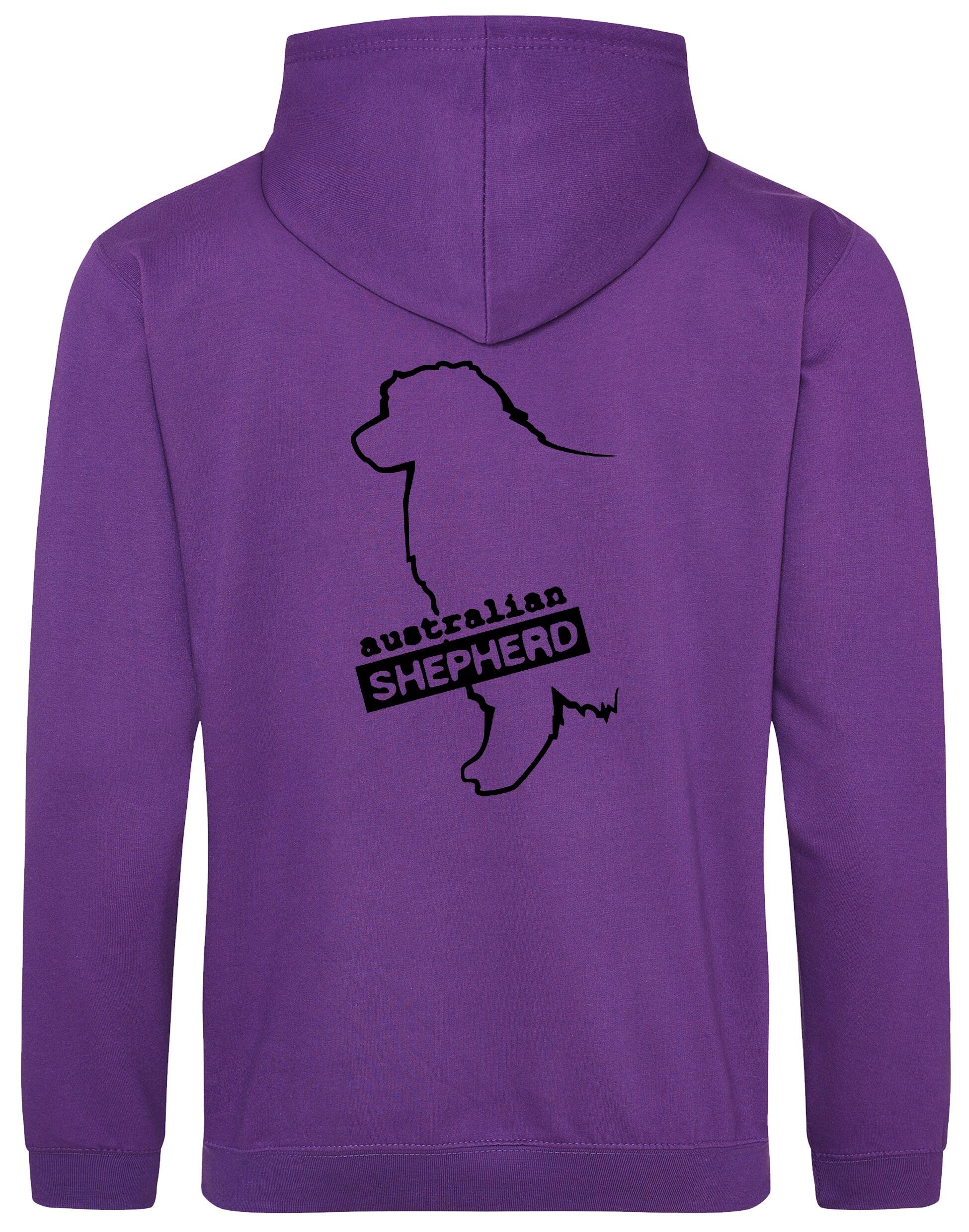 Unisex Australian Shepherd Pullover Hoodie Purple (Black)