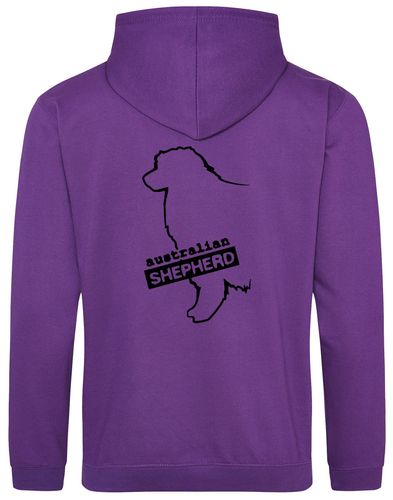 Unisex Australian Shepherd Pullover Hoodie Purple (Black)