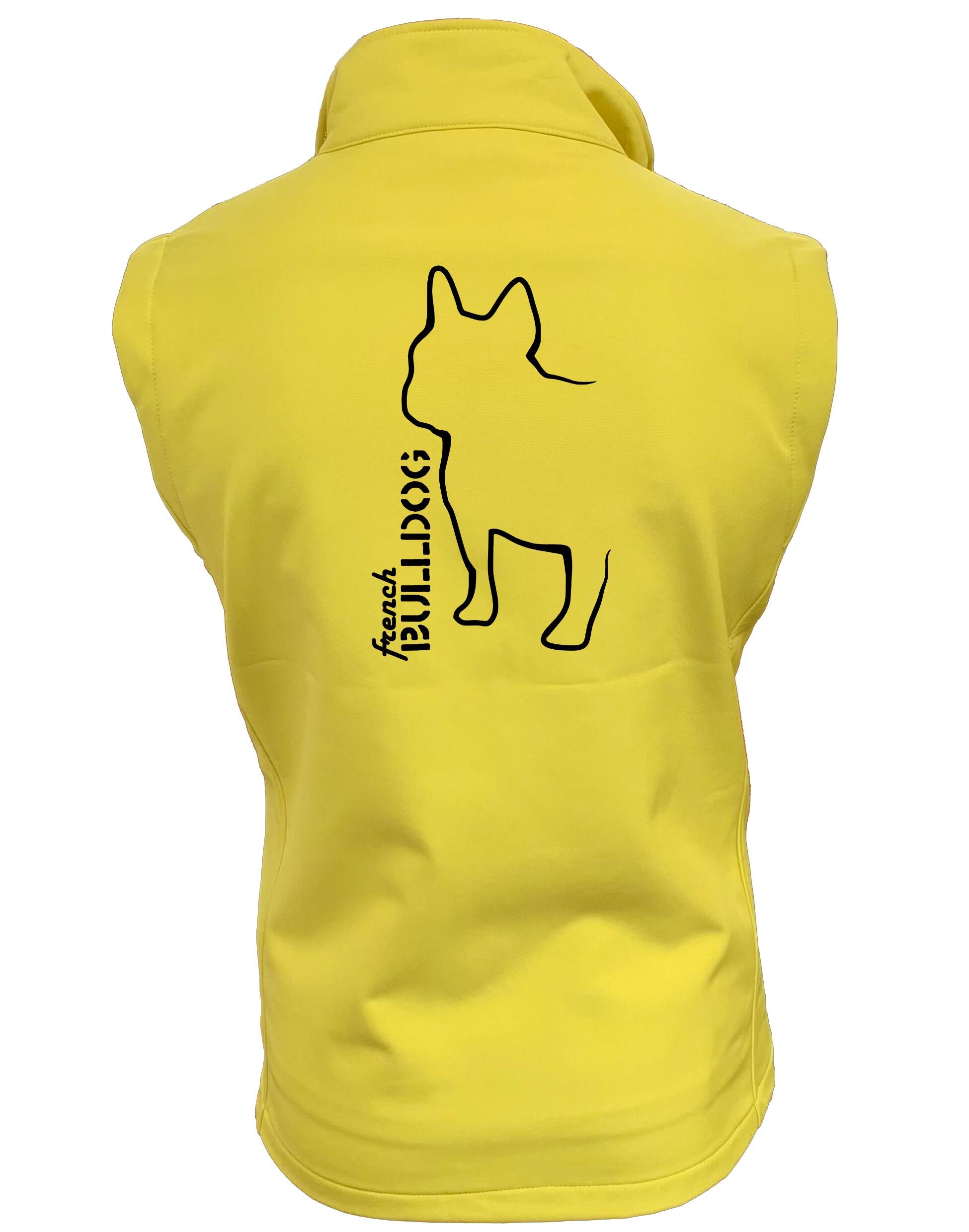 Female French Bulldog (Outline) Softshell Jacket Yellow (Black)