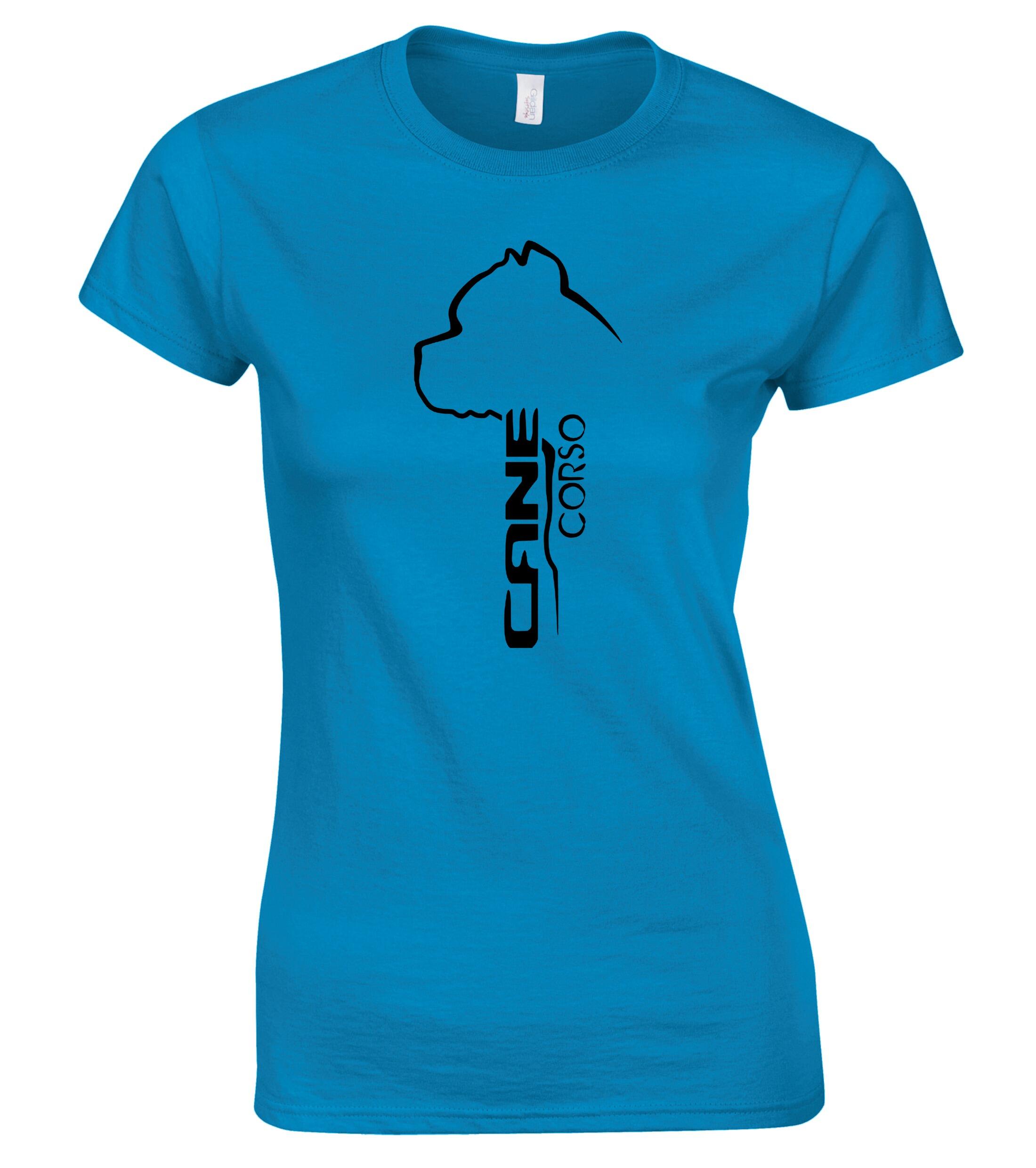 Female Cane Corso Roundneck T-Shirt Sapphire Blue (Black)