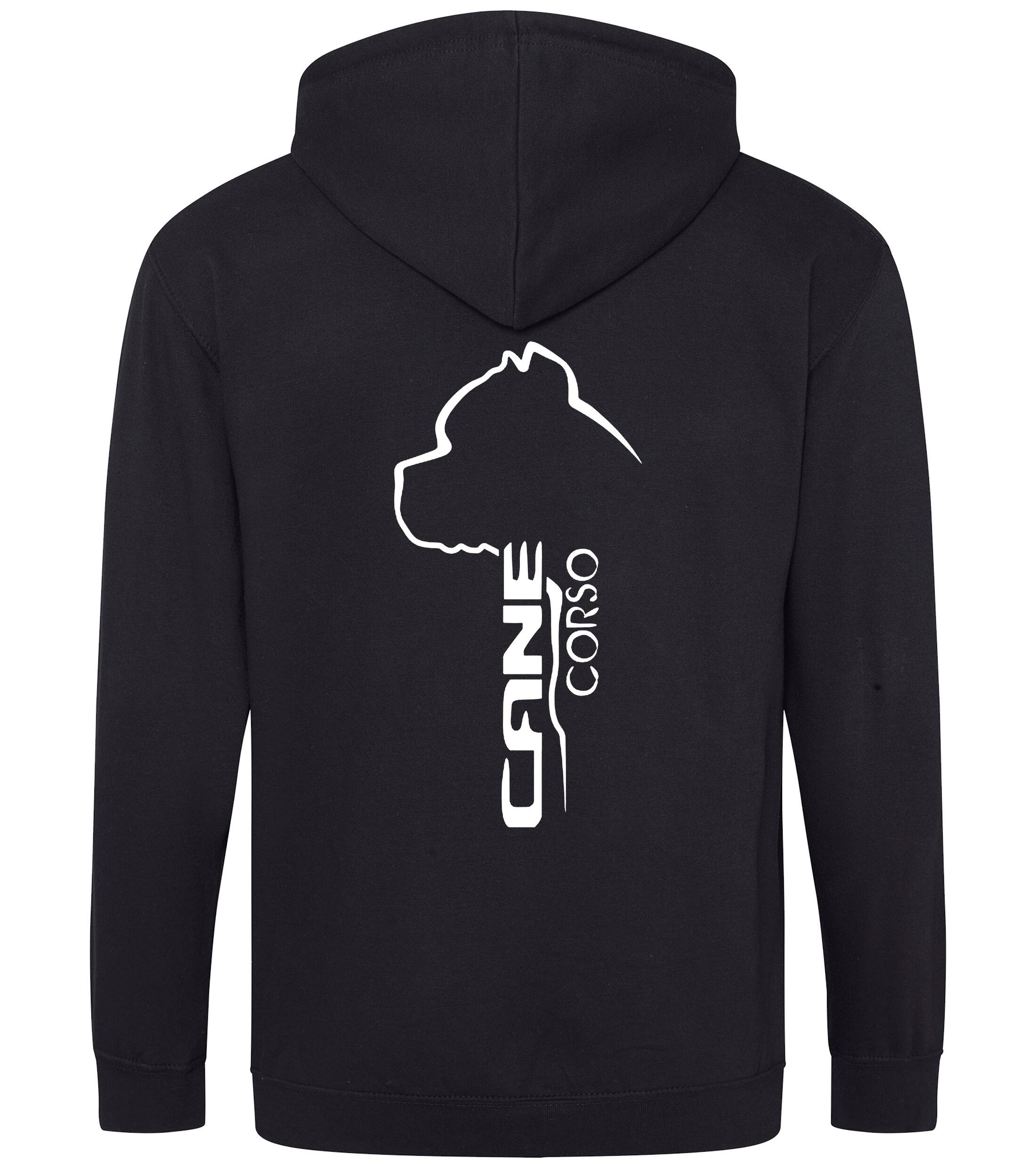 Unisex Cane Corso Zipped Hoodie Black (White)