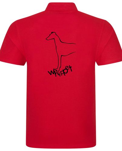 Unisex Whippet Polo Shirt Red (Black)