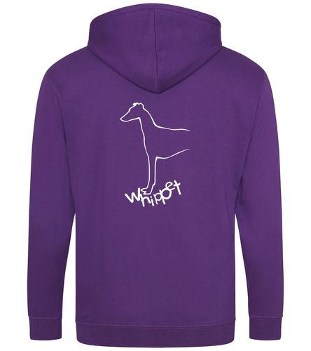 Unisex Whippet Zipped Hoodie Purple (White)