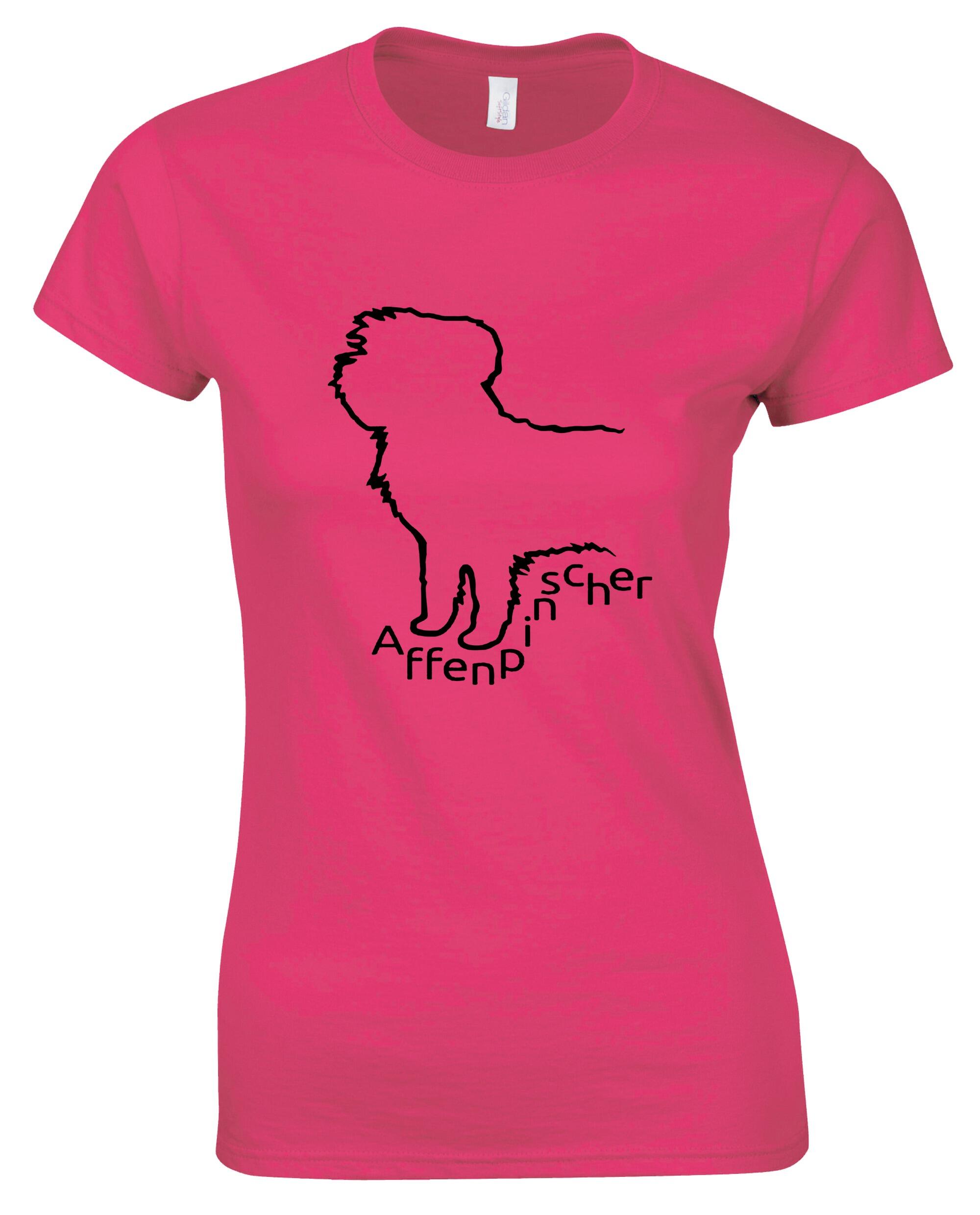 Female Affenpinscher Roundneck T-Shirt Pink (Black)