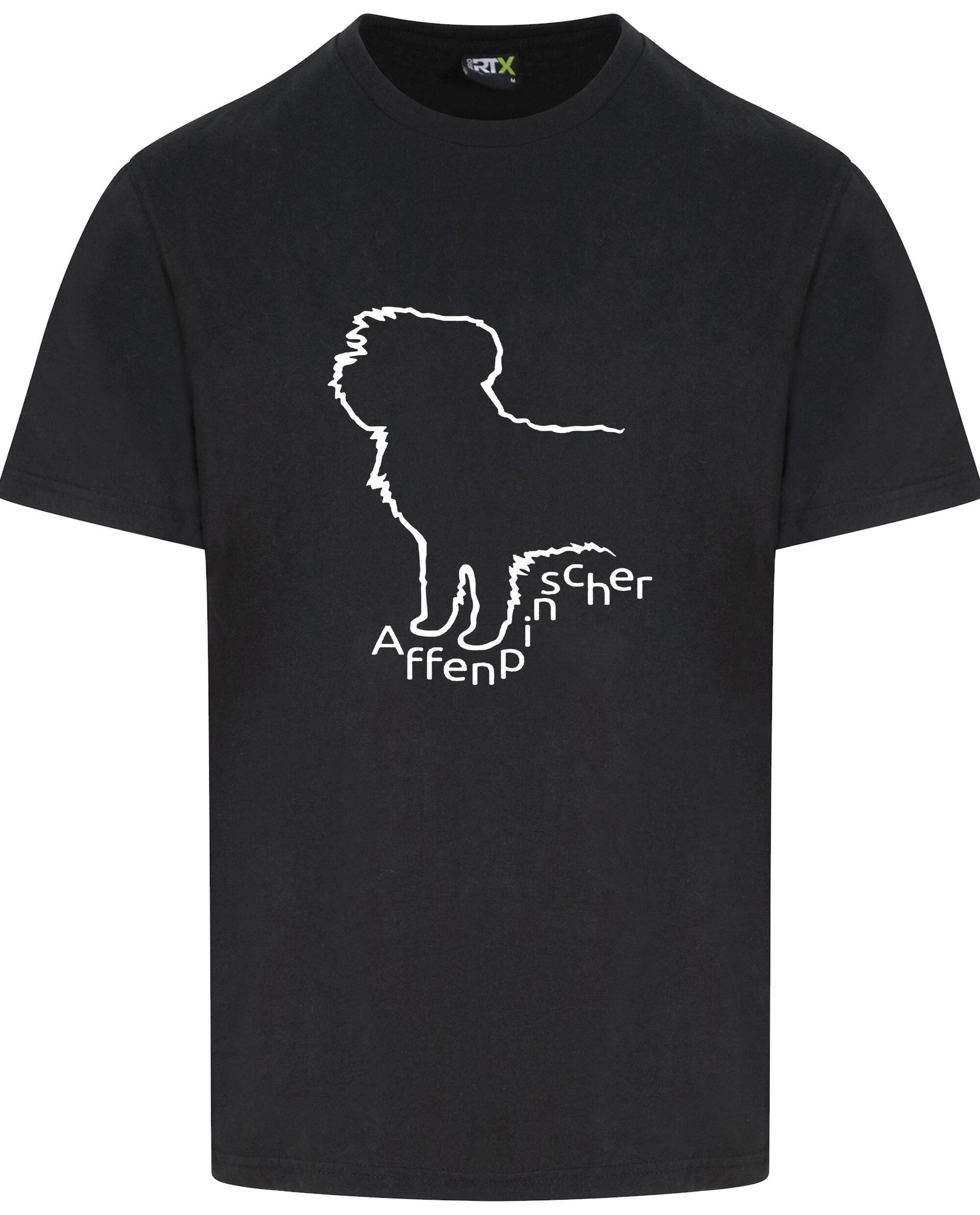 Unisex Affenpinscher Roundneck T-Shirt Black (White)