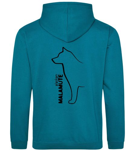Unisex Alaskan Malamute Pullover Hoodie Jade (Black)