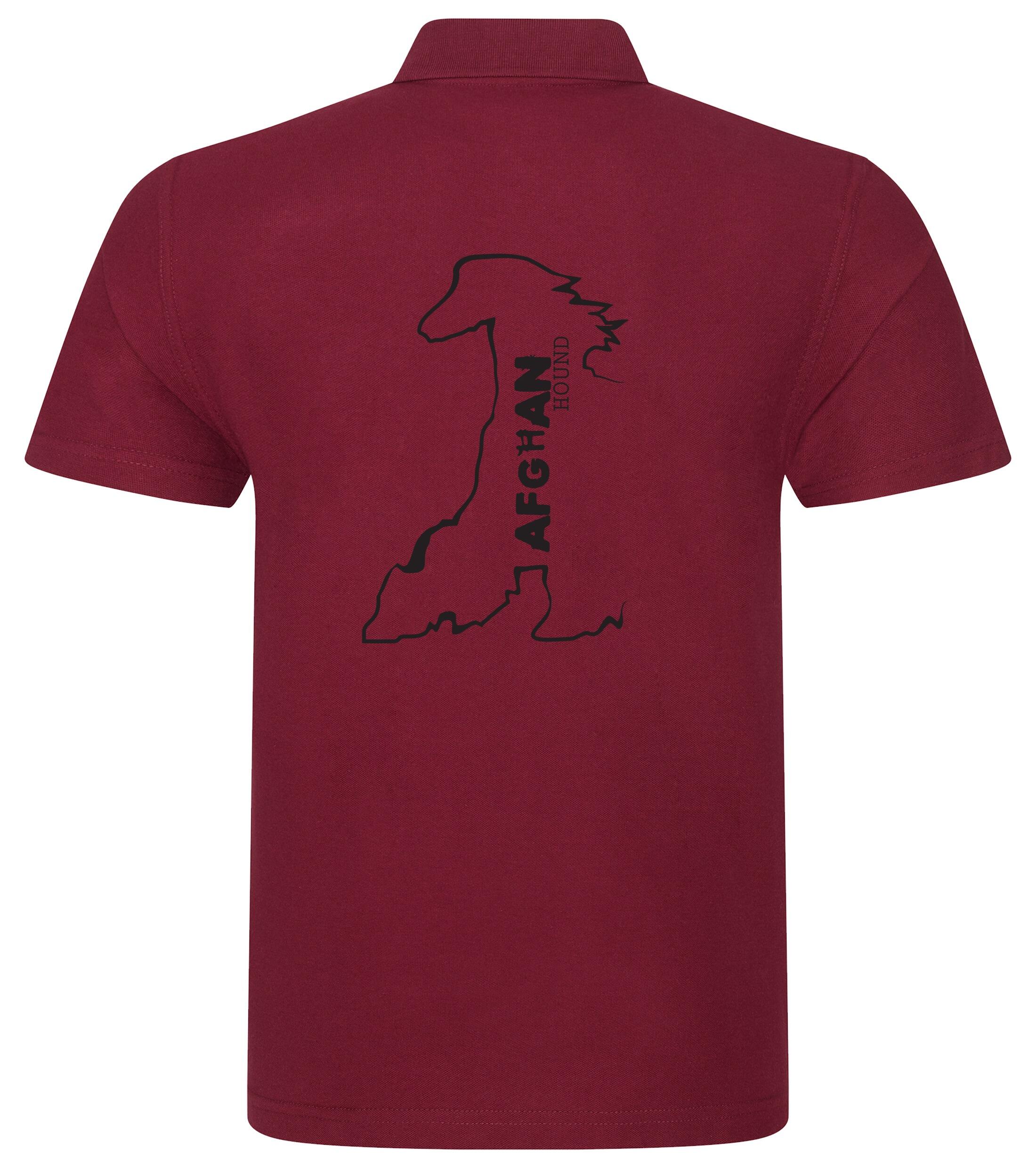 Unisex Afghan Hound Polo Shirt Burgundy (Black)