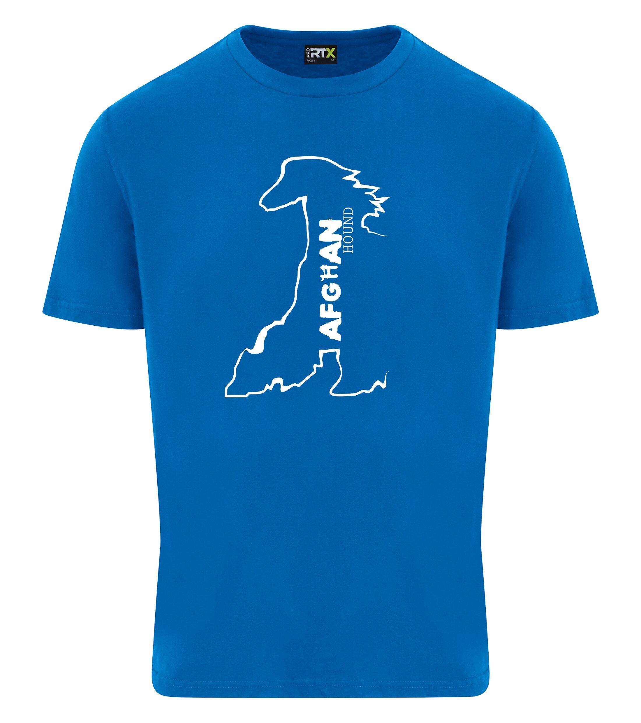 Unisex Afghan Hound Roundneck T-Shirt Sapphire Blue (White)