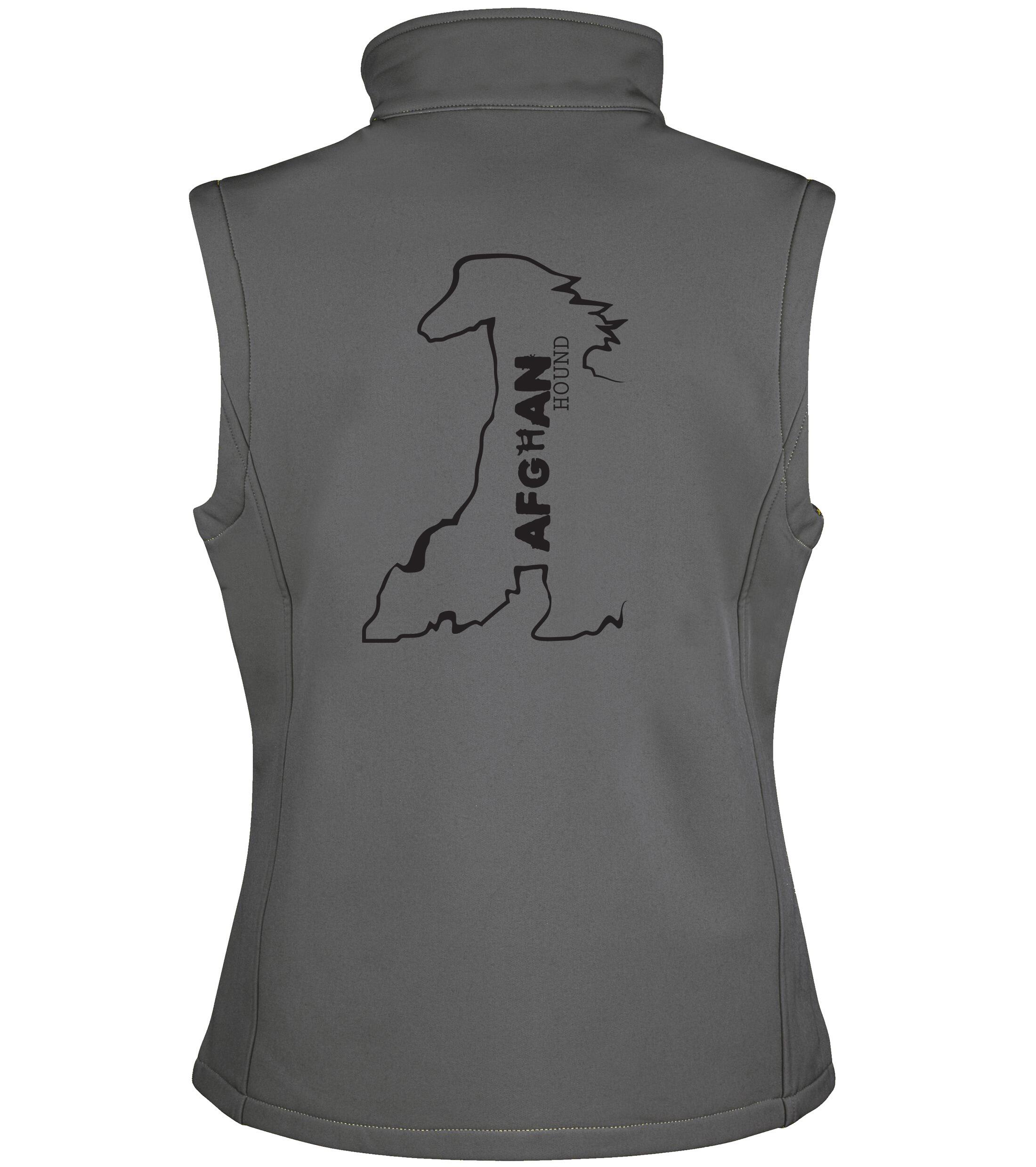 Female Afghan Hound Softshell Gilet Charcoal (Black)