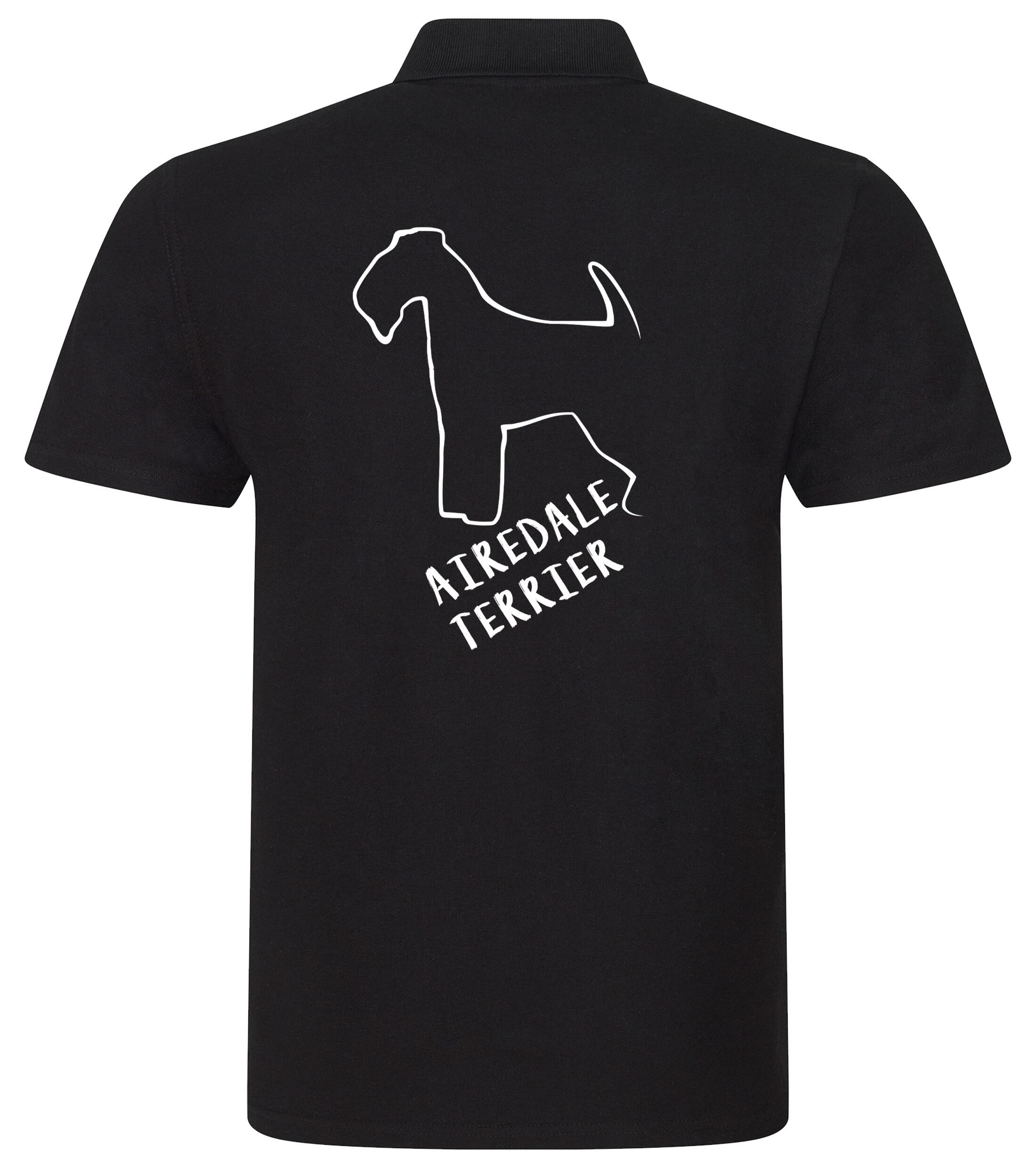 Unisex Airedale Terrier Polo Shirt Black (White)