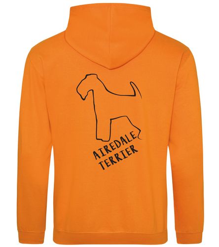 Unisex Airedale Terrier Pullover Hoodie Orange Crush (Black)