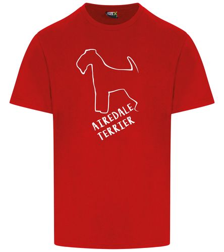 Unisex Airedale Terrier Roundneck T-Shirt Red (White)
