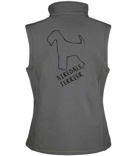 Unisex Airedale Terrier Softshell Gilet Charcoal (Black)