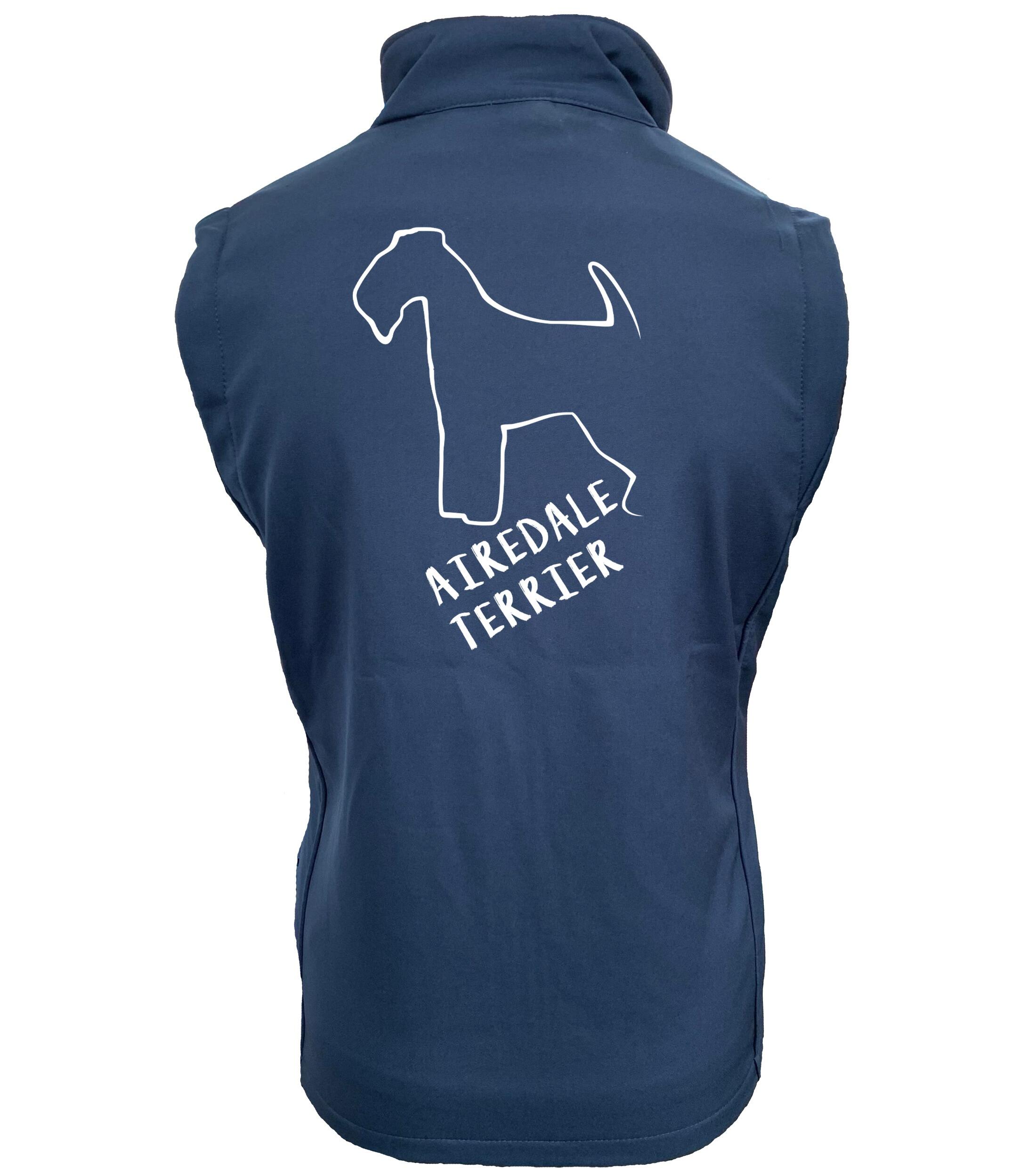 Unisex Airedale Terrier Softshell Gilet Navy Royal (White)