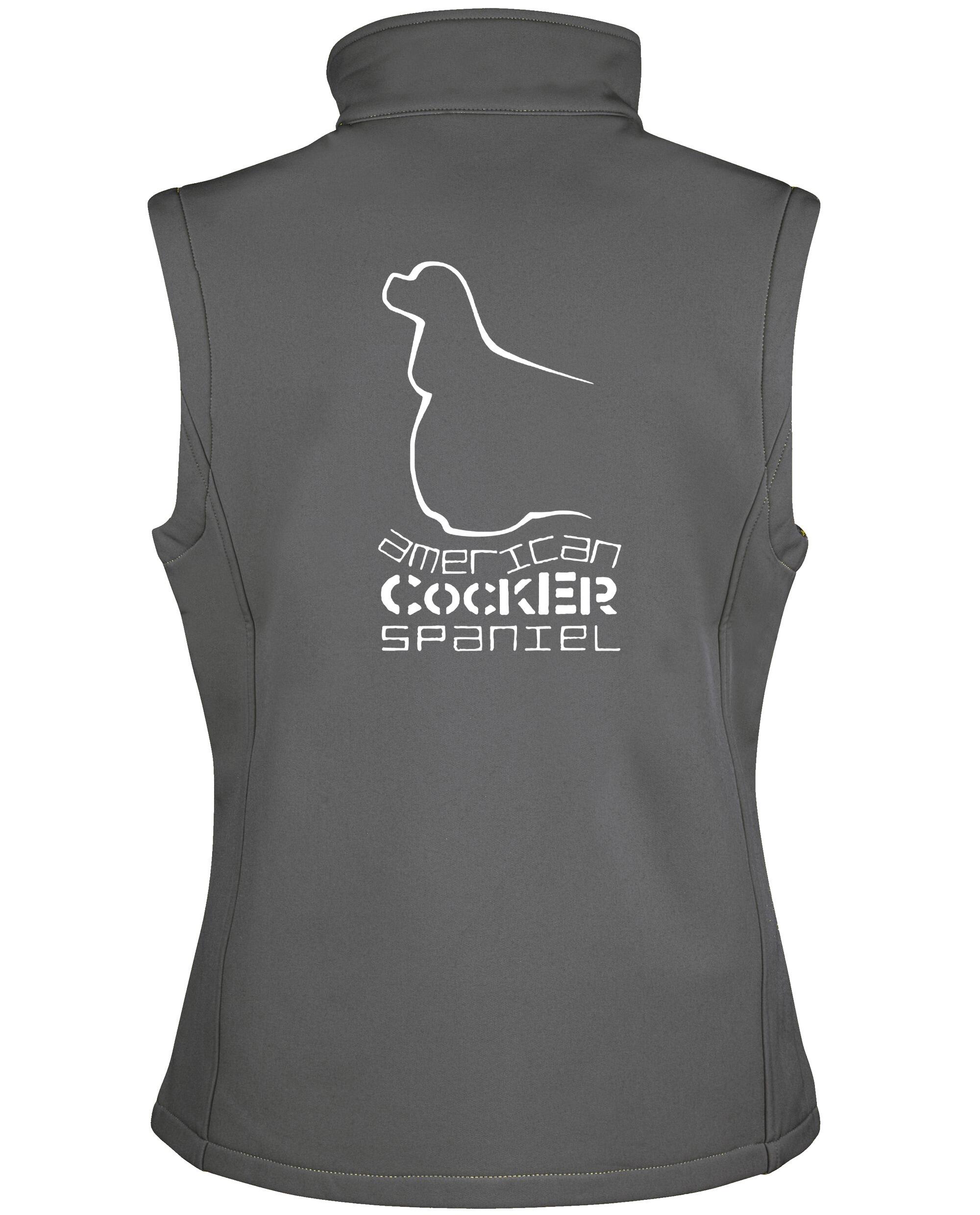 Female American Cocker Spaniel Softshell Jacket Charcoal (White)