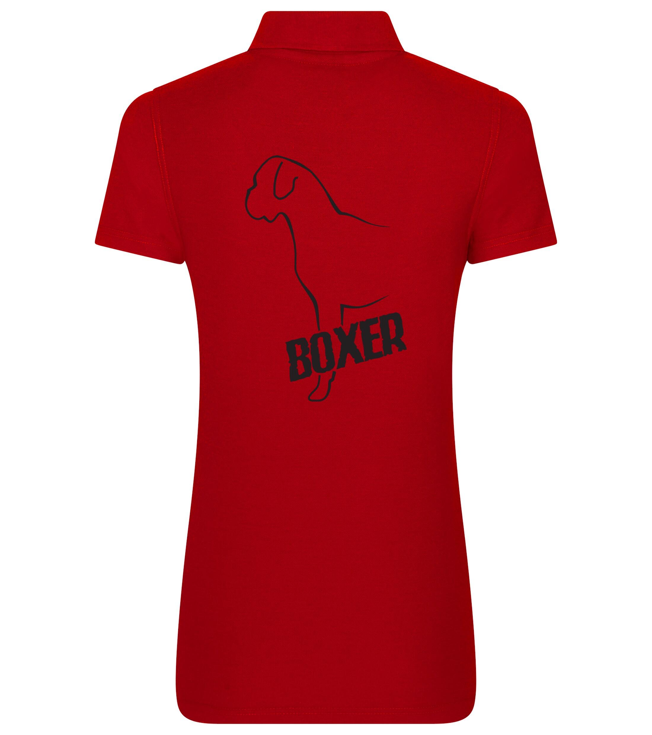 Female Boxer Ear Drop Polo Shirt Red (Black)