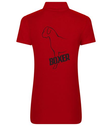 Female Boxer Ear Drop Polo Shirt Red (Black)