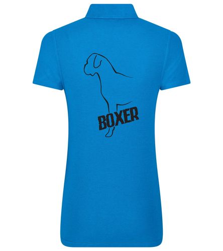 Female Boxer Ear Drop Polo Shirt Sapphire Blue (Black)